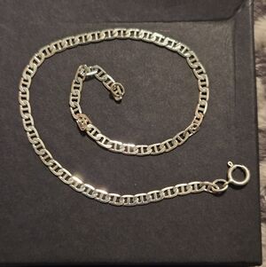 Sterling Silver Figaro Mariner Ankle Bracelet